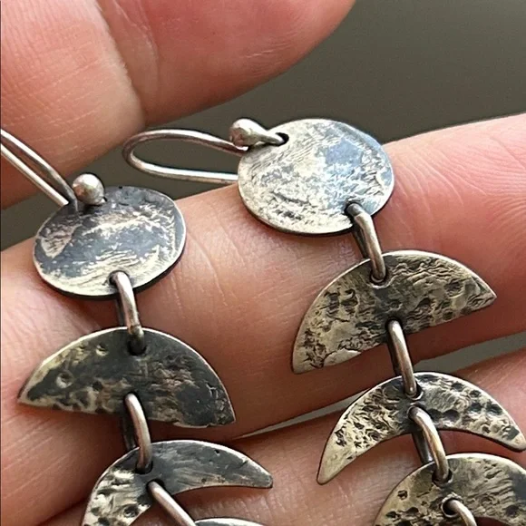 🖤NWOT🔺Moon Phase Moonstone Drop Earrings Sterling Silver - Picture 6 of 12